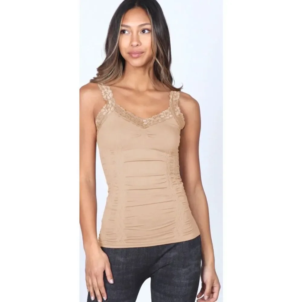 NEW WITH TAGS SEAMLESS LACED CORSET CAMISOLE SIZE ONE SIZE PEONY(pink color)